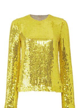 Galvan London Gold Sequin Long Sleeve Top size 4 US